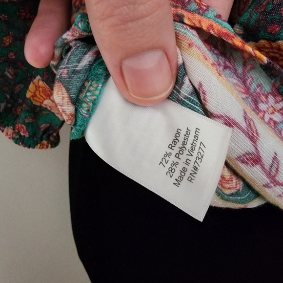 Lauren Conrad Teal Floral Shirt Size Medium - Picture 3 of 10